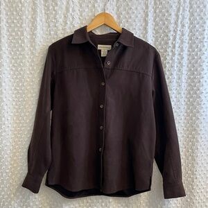 Chocolate Brown Faux Suede Shirt Jacket